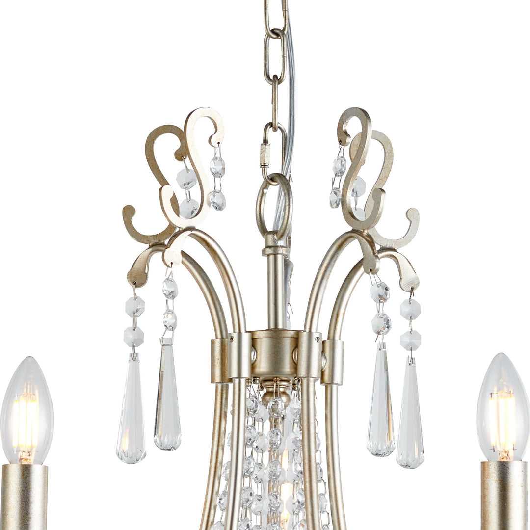 Diyas IL31844 Celine Pendant Chandelier 5 Light E14 Aged Silver/Clear Crystal