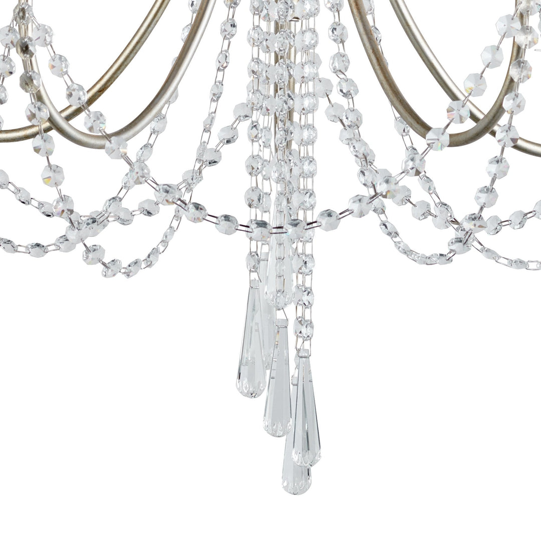 Diyas IL31844 Celine Pendant Chandelier 5 Light E14 Aged Silver/Clear Crystal