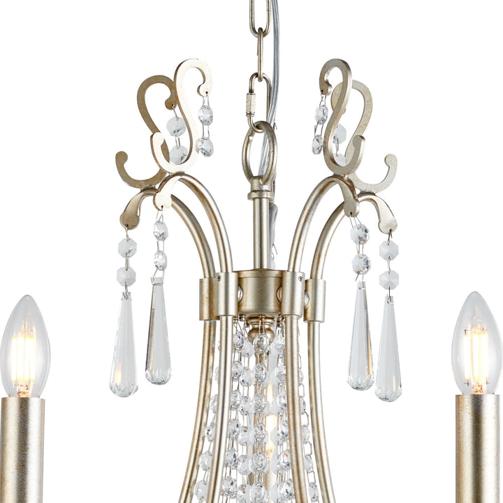 Diyas IL31844 Celine Pendant Chandelier 5 Light E14 Aged Silver/Clear Crystal