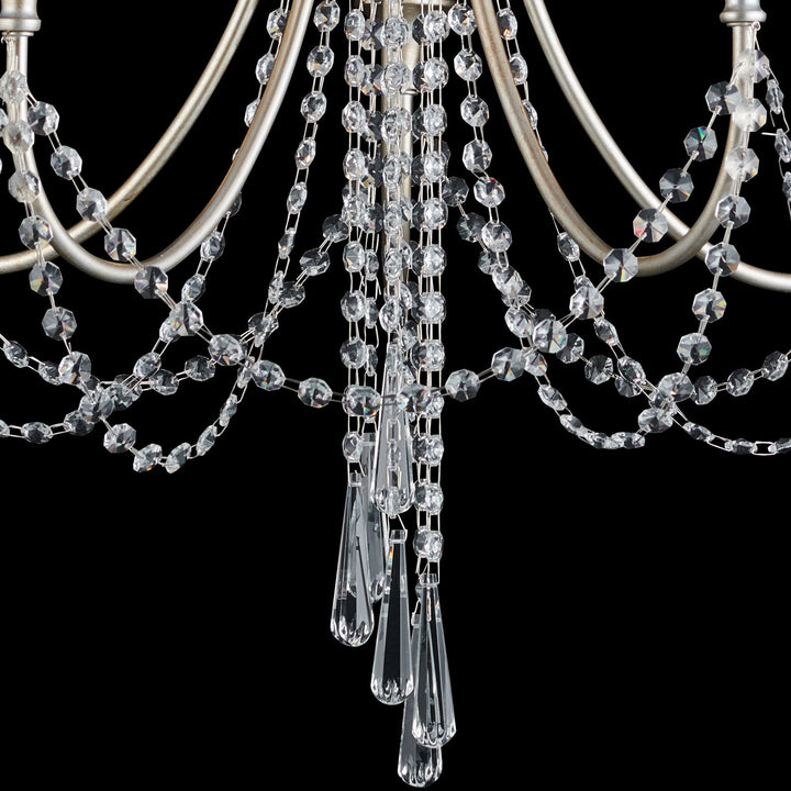 Diyas IL31844 Celine Pendant Chandelier 5 Light E14 Aged Silver/Clear Crystal