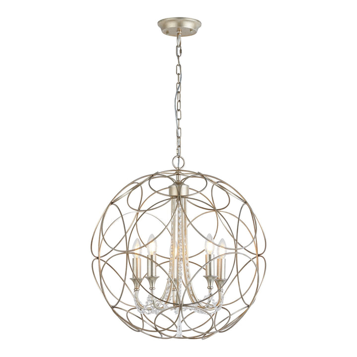 Diyas IL31850 Celine Pendant Sphere 5 Light E14 Aged Silver/Clear Crystal