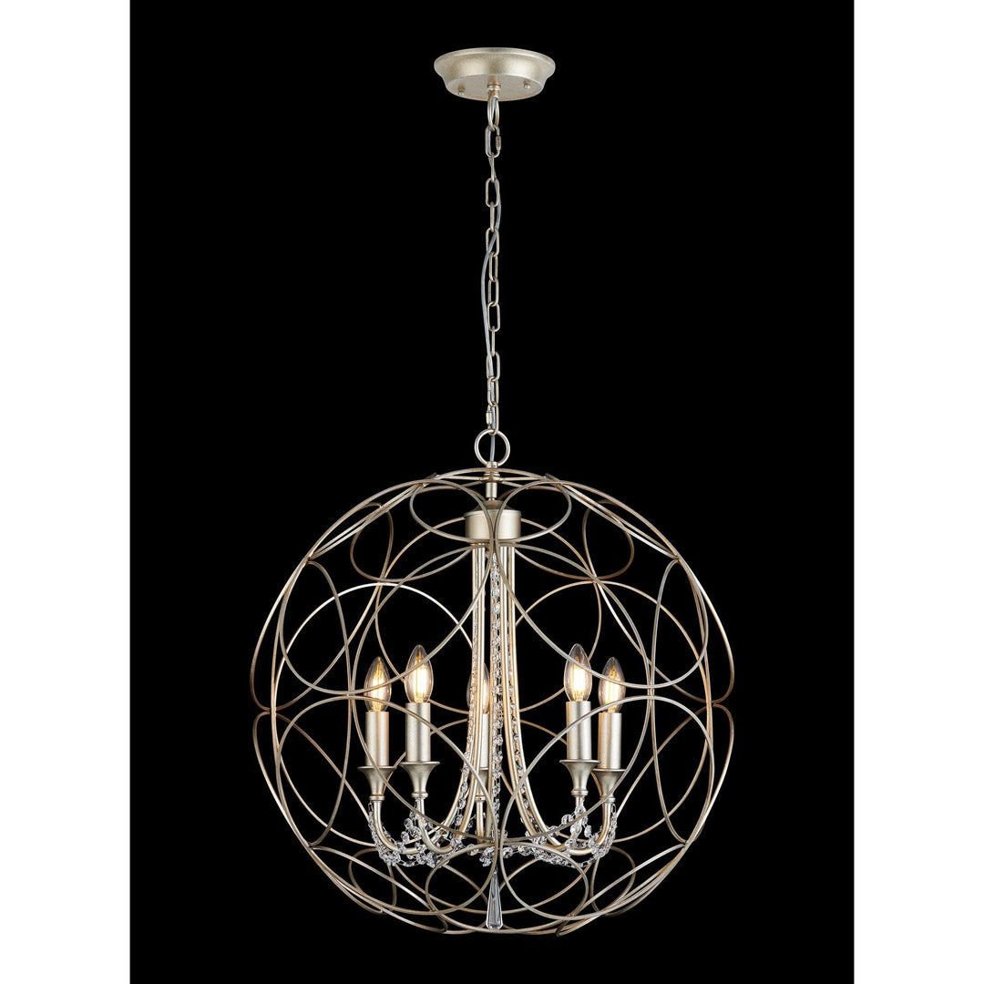 Diyas IL31850 Celine Pendant Sphere 5 Light E14 Aged Silver/Clear Crystal