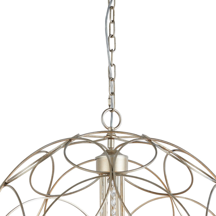 Diyas IL31850 Celine Pendant Sphere 5 Light E14 Aged Silver/Clear Crystal