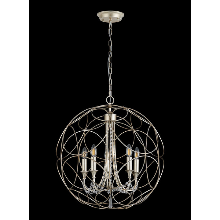 Diyas IL31850 Celine Pendant Sphere 5 Light E14 Aged Silver/Clear Crystal