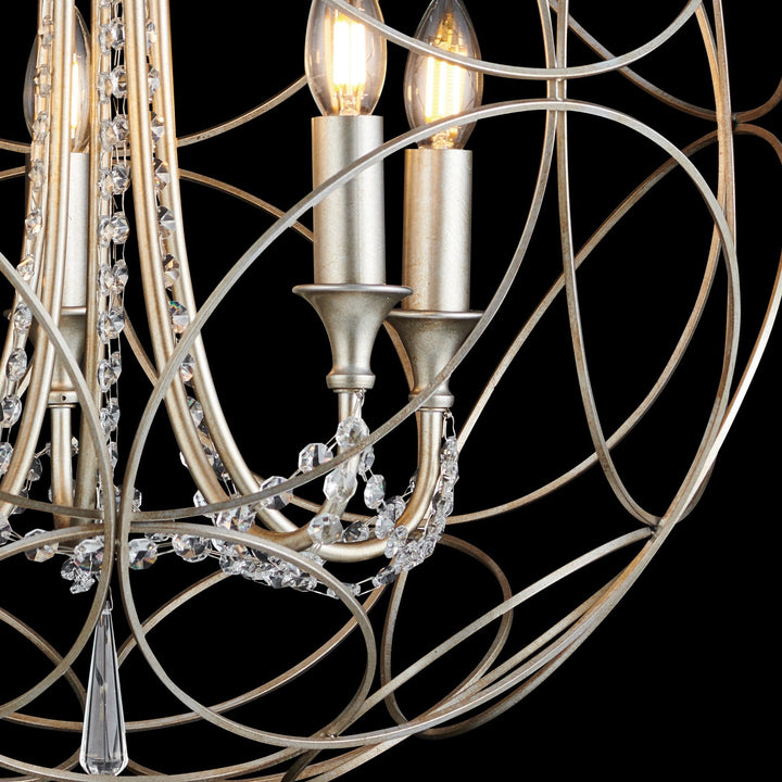 Diyas IL31850 Celine Pendant Sphere 5 Light E14 Aged Silver/Clear Crystal