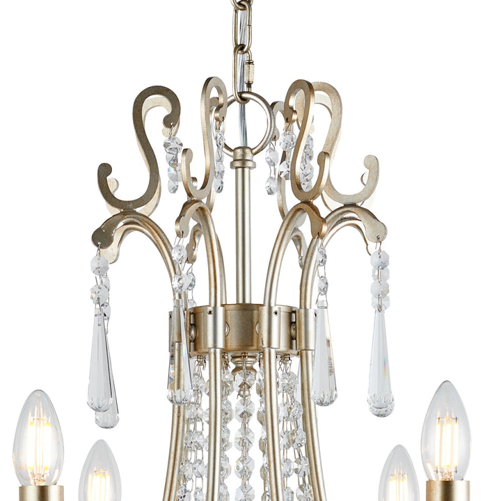 Diyas IL31845 Celine Pendant Chandelier 8 Light E14 Aged Silver/Clear Crystal