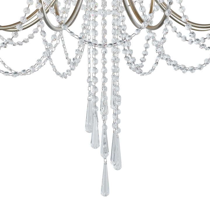 Diyas IL31845 Celine Pendant Chandelier 8 Light E14 Aged Silver/Clear Crystal