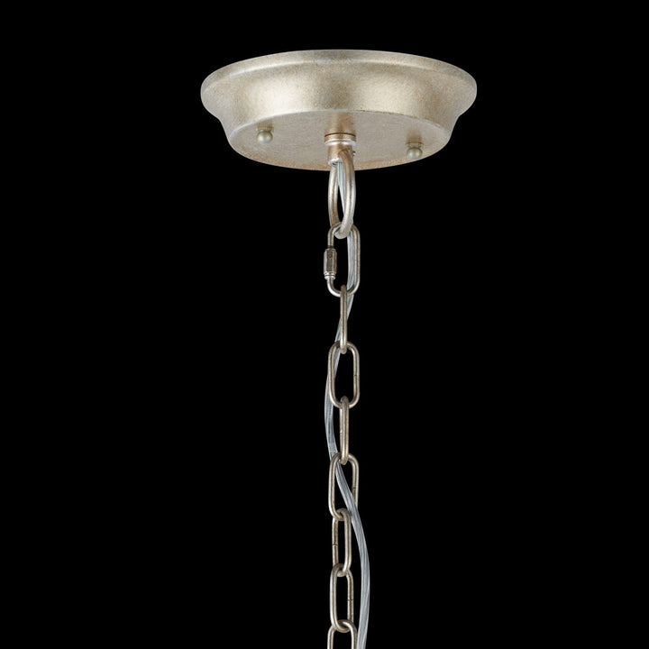 Diyas IL31845 Celine Pendant Chandelier 8 Light E14 Aged Silver/Clear Crystal