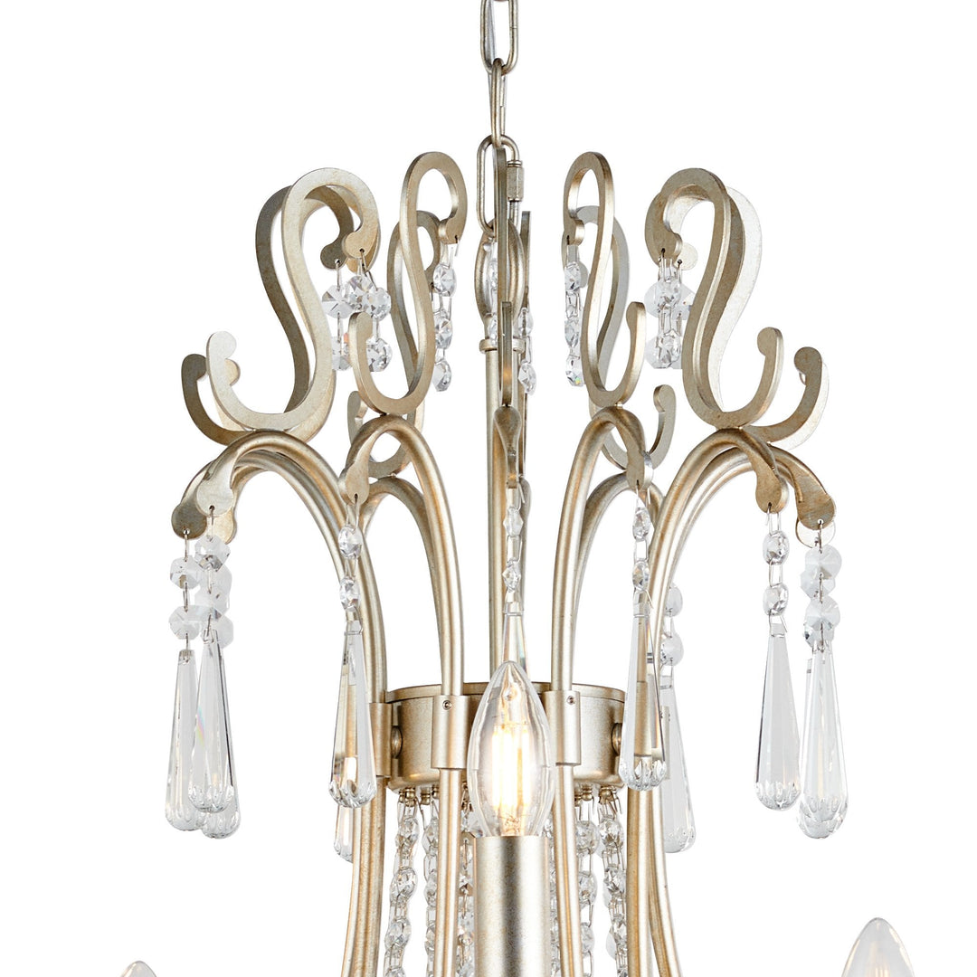 Diyas IL31846 Celine Pendant Chandelier 12 Light E14 Aged Silver/Clear Crystal