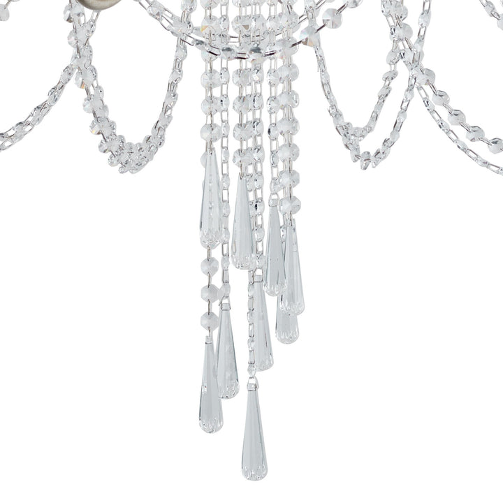 Diyas IL31846 Celine Pendant Chandelier 12 Light E14 Aged Silver/Clear Crystal