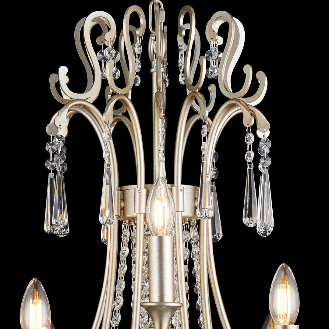 Diyas IL31846 Celine Pendant Chandelier 12 Light E14 Aged Silver/Clear Crystal