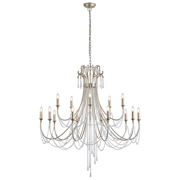 Diyas IL31847 Celine Pendant Chandelier 15 Light E14 Aged Silver/Clear Crystal