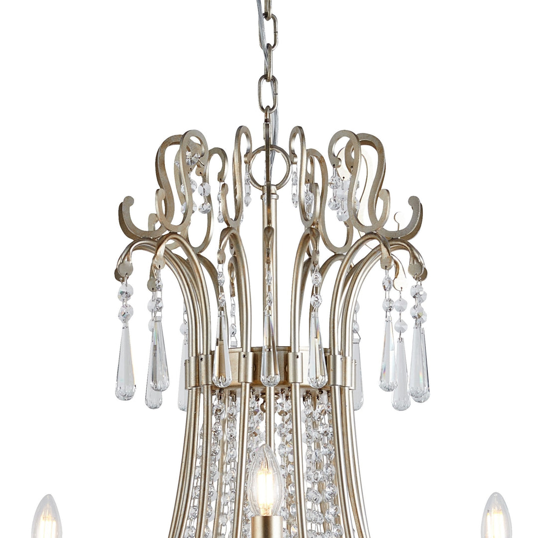 Diyas IL31847 Celine Pendant Chandelier 15 Light E14 Aged Silver/Clear Crystal