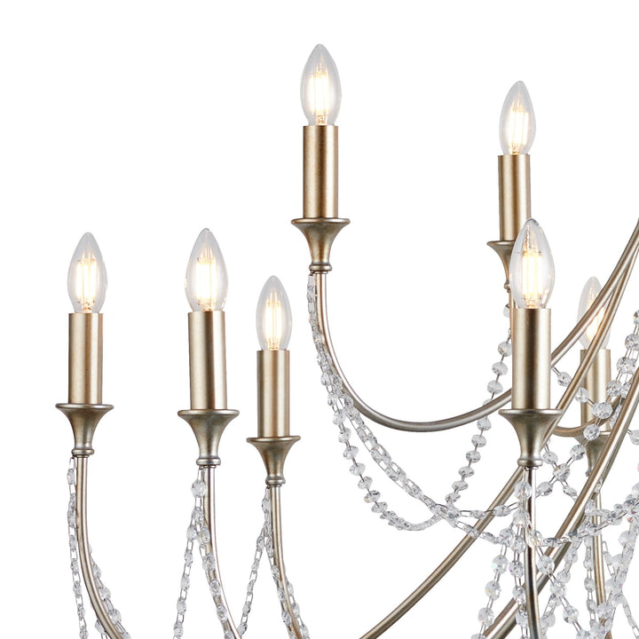 Diyas IL31847 Celine Pendant Chandelier 15 Light E14 Aged Silver/Clear Crystal