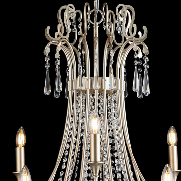 Diyas IL31847 Celine Pendant Chandelier 15 Light E14 Aged Silver/Clear Crystal