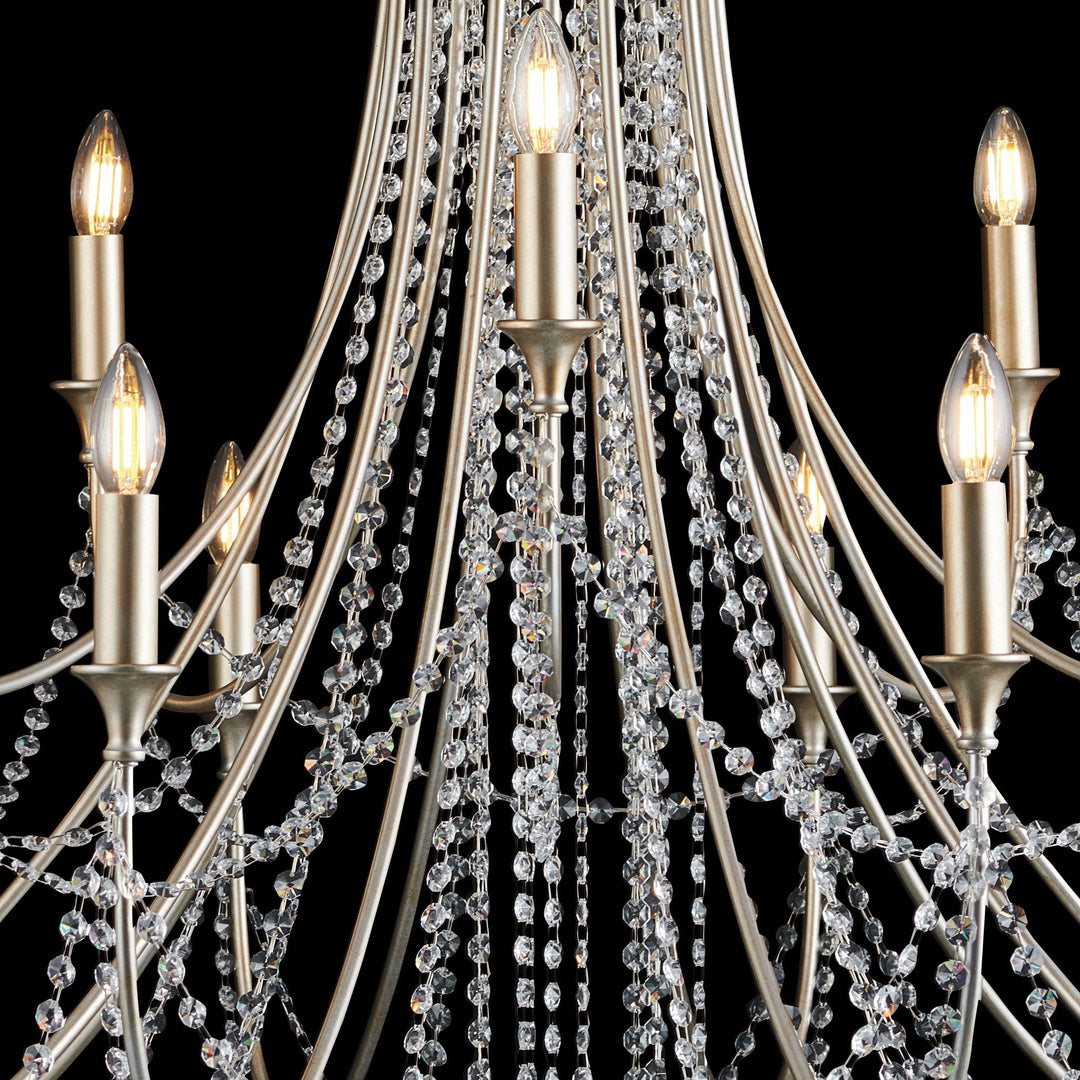 Diyas IL31847 Celine Pendant Chandelier 15 Light E14 Aged Silver/Clear Crystal