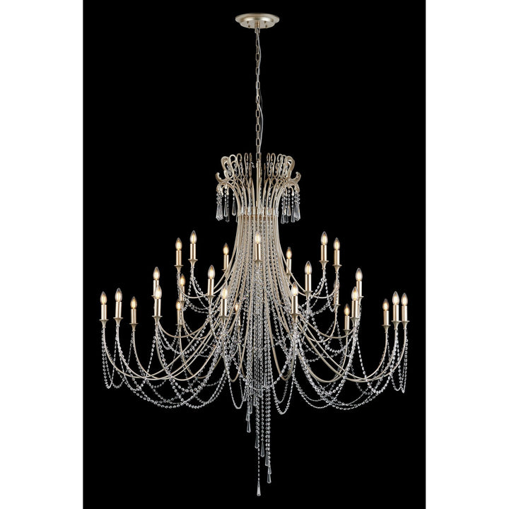 Diyas IL31848 Celine Pendant Chandelier 28 Light E14 Aged Silver/Clear Crystal