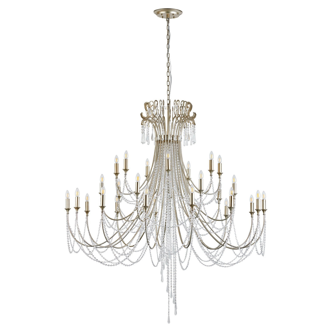 Diyas IL31848 Celine Pendant Chandelier 28 Light E14 Aged Silver/Clear Crystal