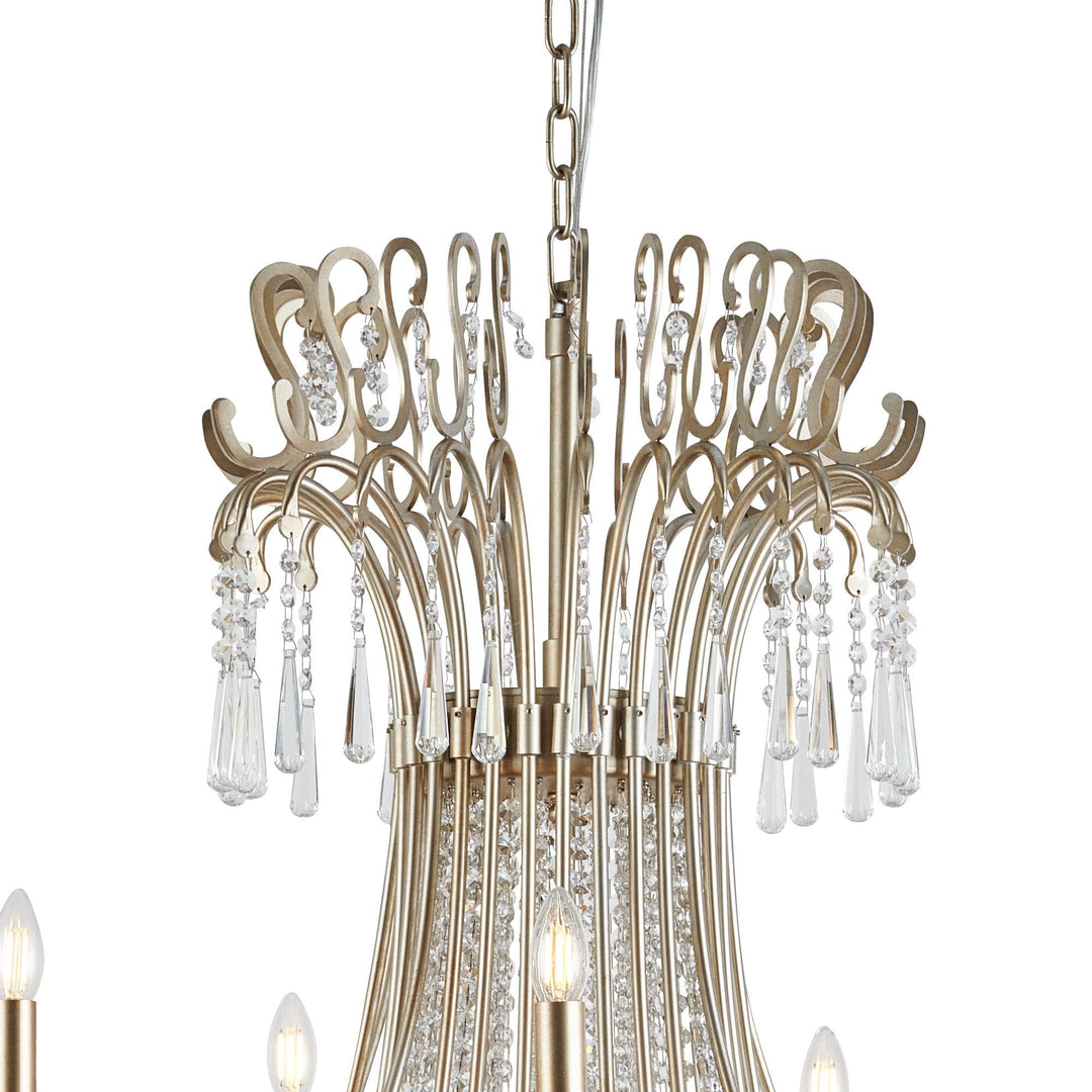 Diyas IL31848 Celine Pendant Chandelier 28 Light E14 Aged Silver/Clear Crystal