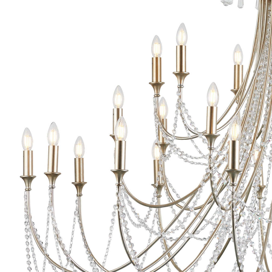 Diyas IL31848 Celine Pendant Chandelier 28 Light E14 Aged Silver/Clear Crystal