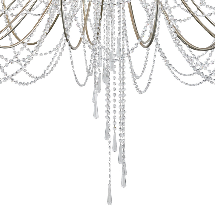 Diyas IL31848 Celine Pendant Chandelier 28 Light E14 Aged Silver/Clear Crystal