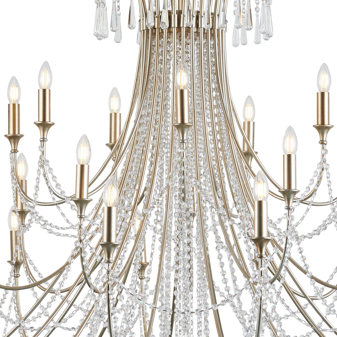 Diyas IL31848 Celine Pendant Chandelier 28 Light E14 Aged Silver/Clear Crystal