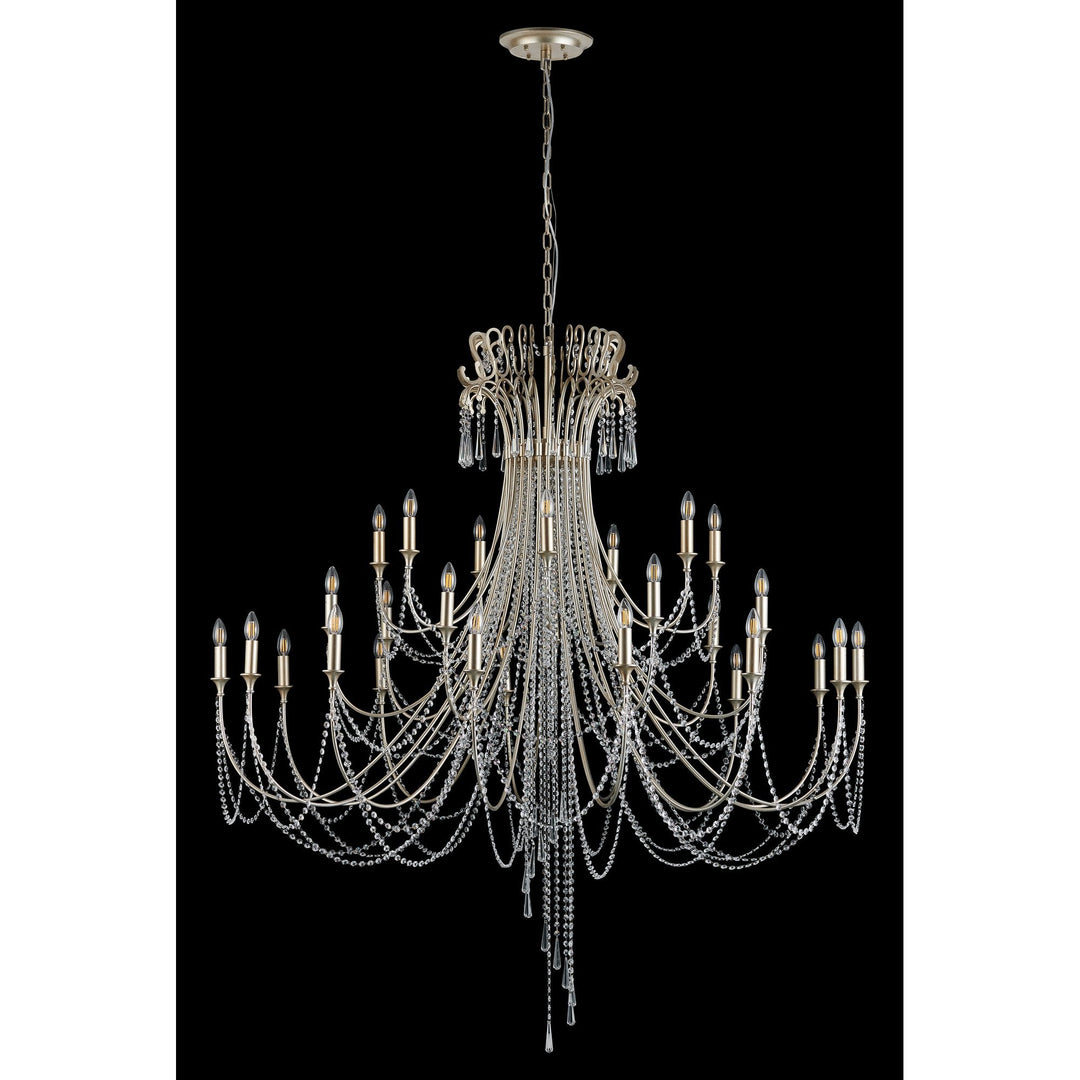 Diyas IL31848 Celine Pendant Chandelier 28 Light E14 Aged Silver/Clear Crystal