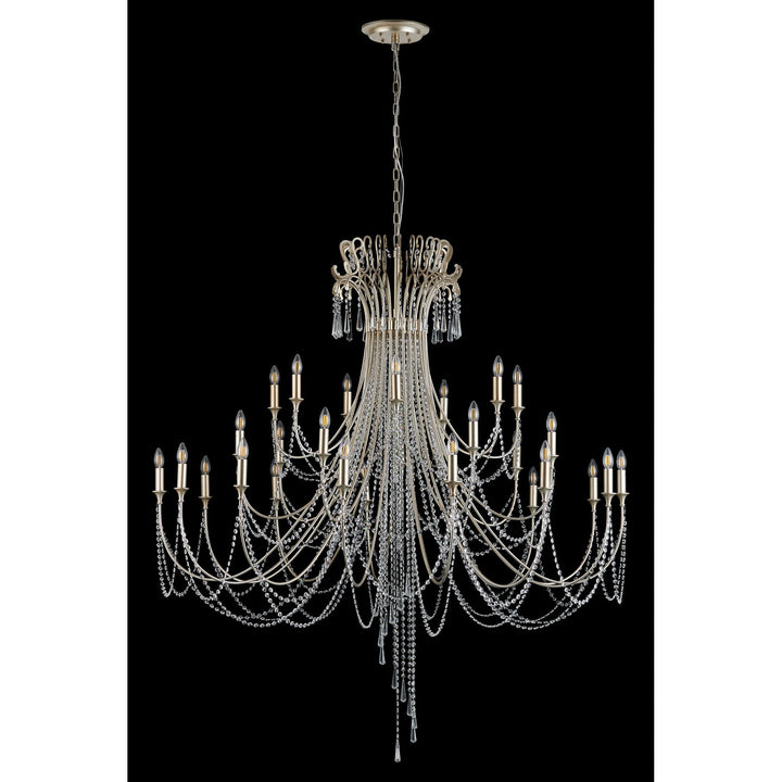 Diyas IL31848 Celine Pendant Chandelier 28 Light E14 Aged Silver/Clear Crystal