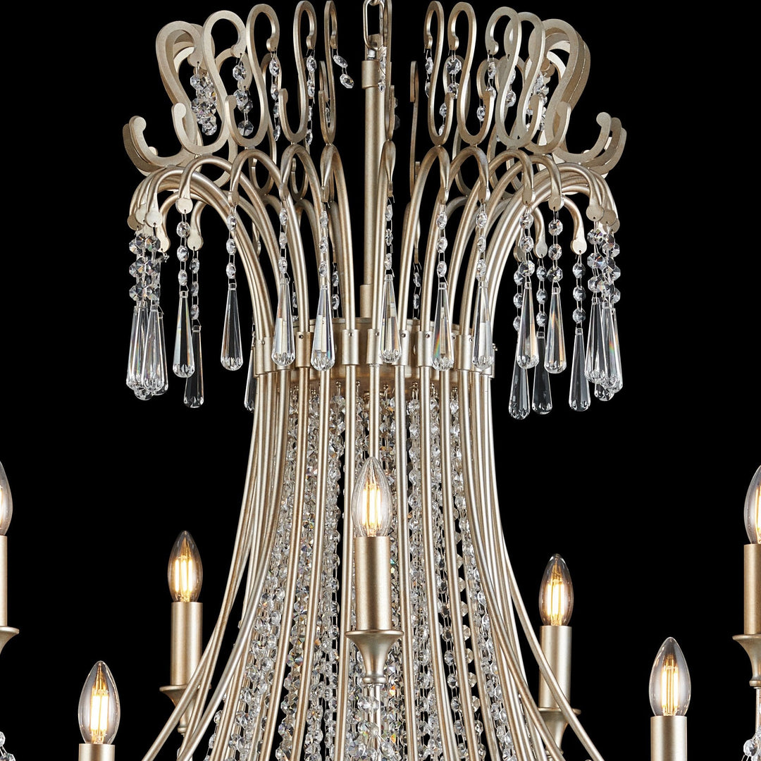 Diyas IL31848 Celine Pendant Chandelier 28 Light E14 Aged Silver/Clear Crystal