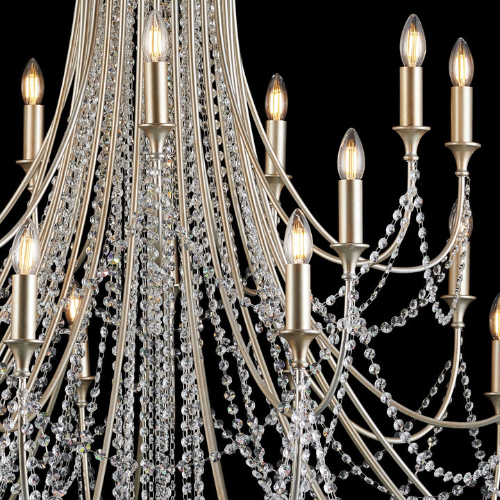 Diyas IL31848 Celine Pendant Chandelier 28 Light E14 Aged Silver/Clear Crystal