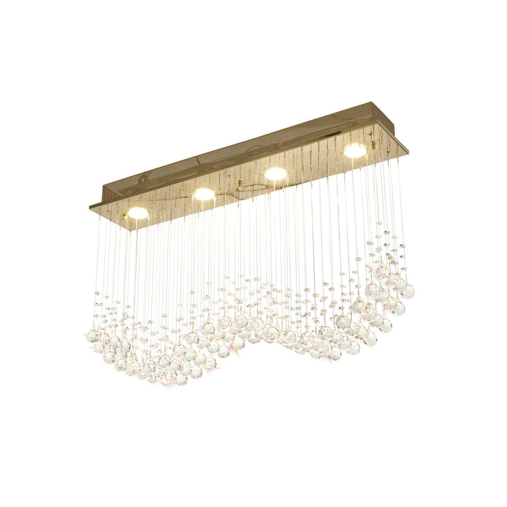 Diyas IL31381 Colorado Rectangular Pendant Line 4 Light GU10 French Gold/Crystal