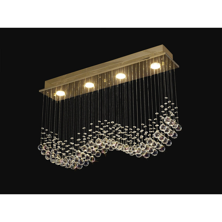 Diyas IL31381 Colorado Rectangular Pendant Line 4 Light GU10 French Gold/Crystal