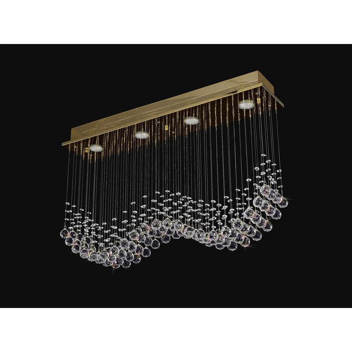 Diyas IL31381 Colorado Rectangular Pendant Line 4 Light GU10 French Gold/Crystal