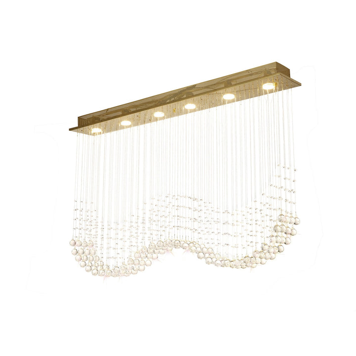 Diyas IL31382 Colorado Rectangular Pendant Line 6 Light GU10 French Gold/Crystal