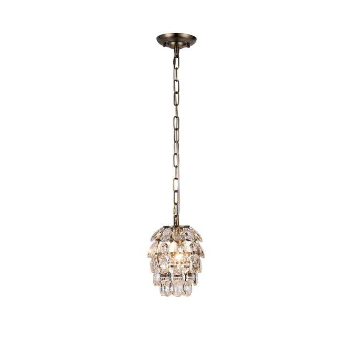 Diyas IL32839AB Coniston Pendant 5 Layer 1 Light E27 Antique Brass/Crystal