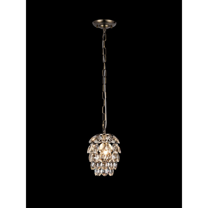 Diyas IL32839AB Coniston Pendant 5 Layer 1 Light E27 Antique Brass/Crystal