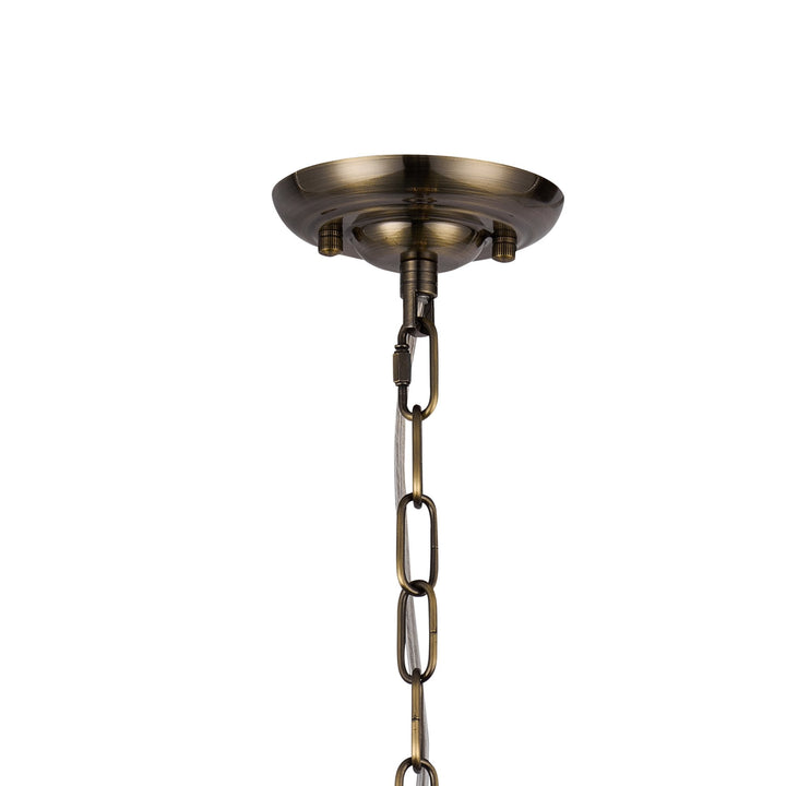 Diyas IL32839AB Coniston Pendant 5 Layer 1 Light E27 Antique Brass/Crystal