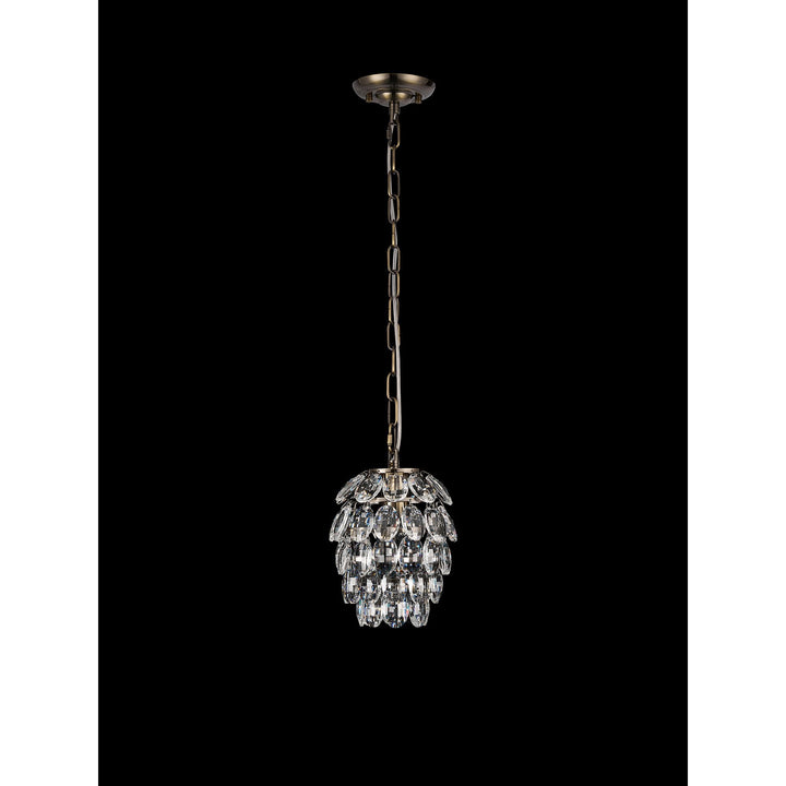 Diyas IL32839AB Coniston Pendant 5 Layer 1 Light E27 Antique Brass/Crystal