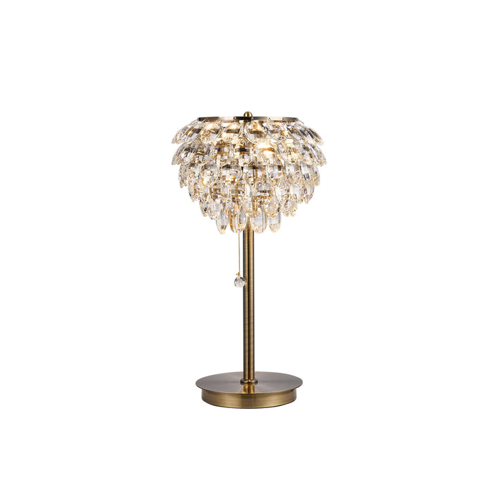 Diyas IL32836AB Coniston Table Lamp 2 Light E14 Antique Brass/Crystal