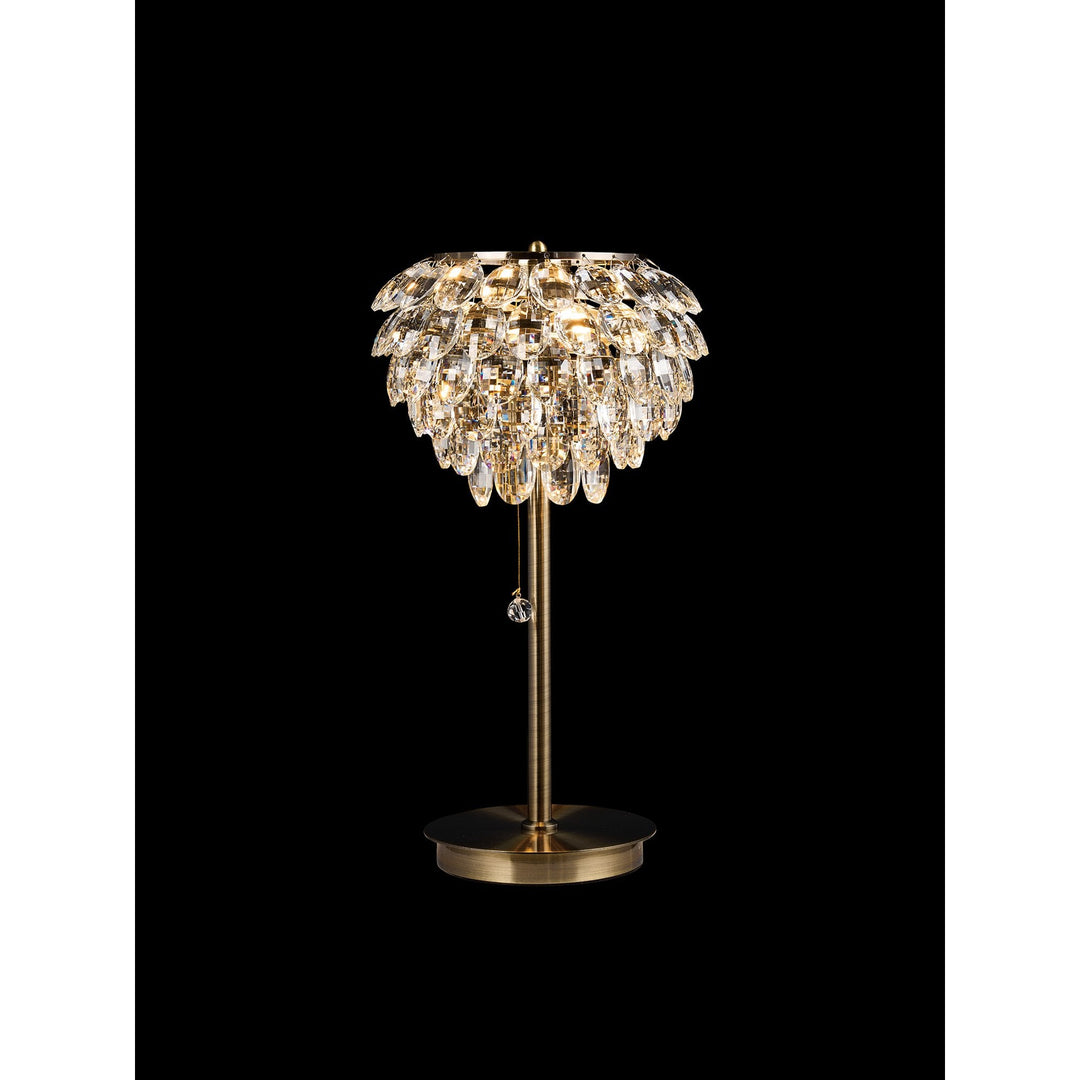 Diyas IL32836AB Coniston Table Lamp 2 Light E14 Antique Brass/Crystal