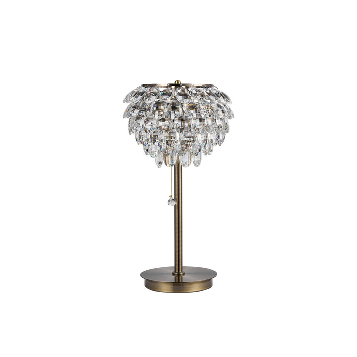 Diyas IL32836AB Coniston Table Lamp 2 Light E14 Antique Brass/Crystal