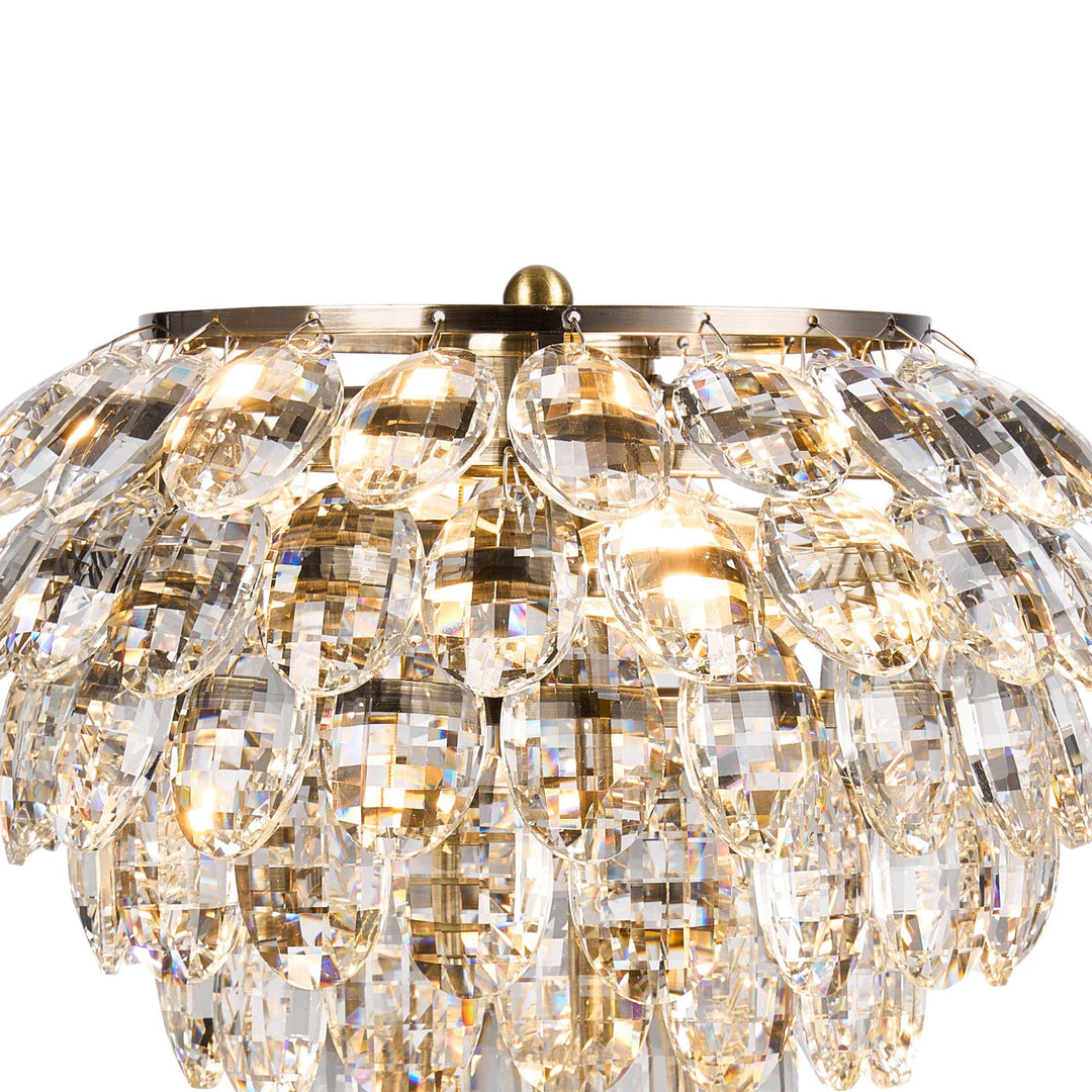 Diyas IL32836AB Coniston Table Lamp 2 Light E14 Antique Brass/Crystal