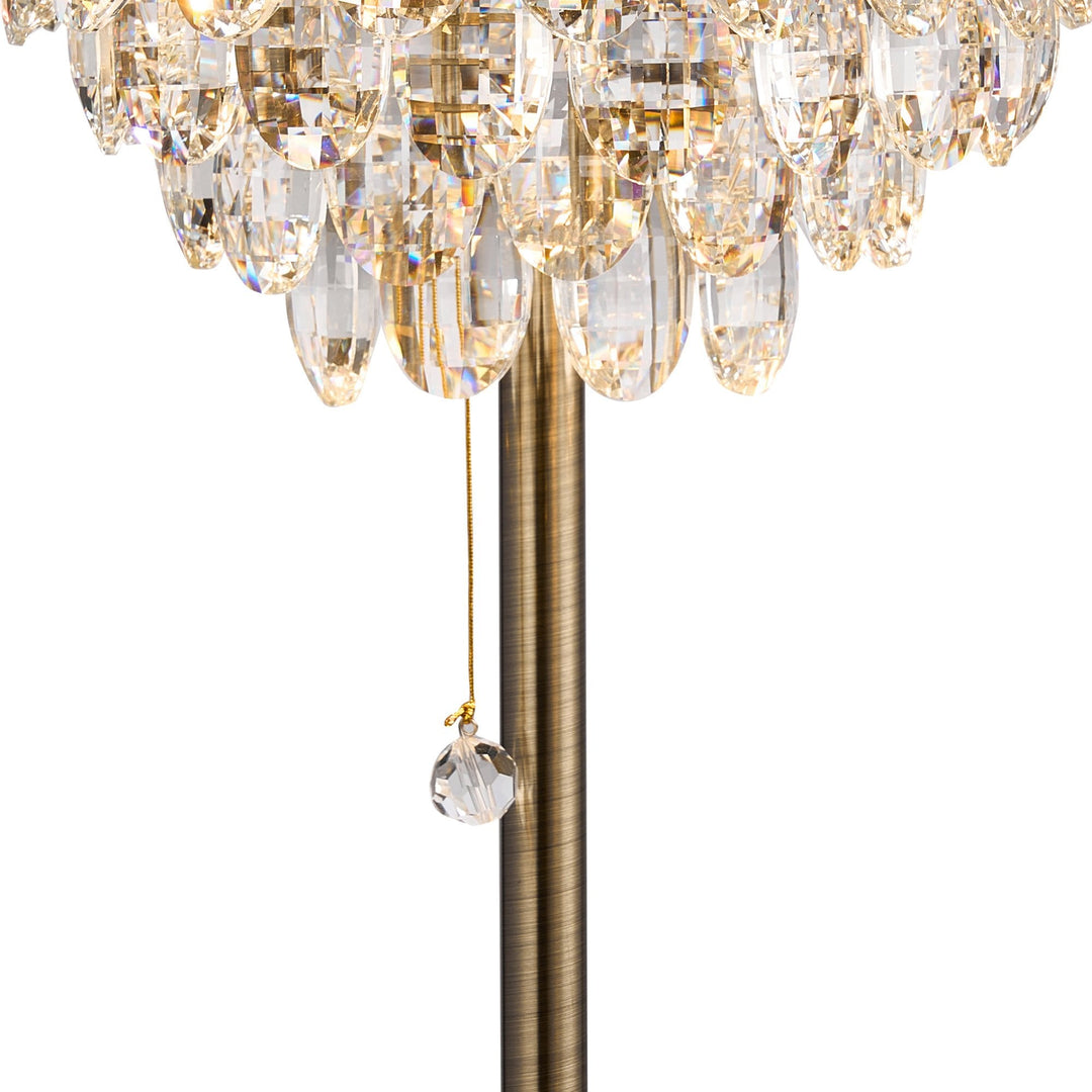 Diyas IL32836AB Coniston Table Lamp 2 Light E14 Antique Brass/Crystal