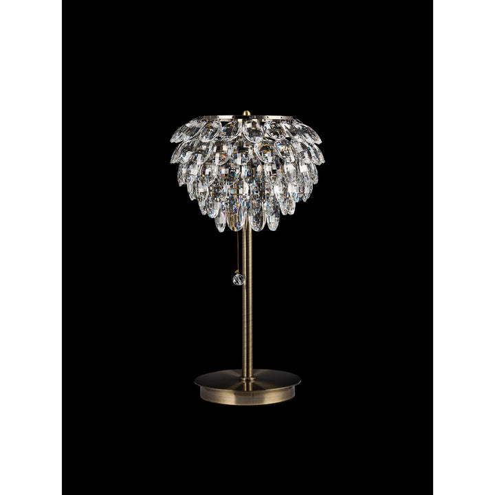 Diyas IL32836AB Coniston Table Lamp 2 Light E14 Antique Brass/Crystal