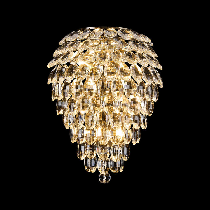 Diyas IL32911AB Coniston Tall Wall Lamp 4 Light E14 Antique Brass/Crystal