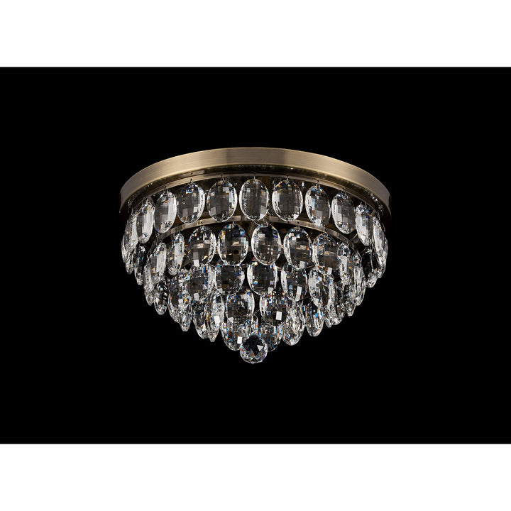 Diyas IL32816AB Coniston Flush Ceiling 3 Light E14 Antique Brass/Crystal