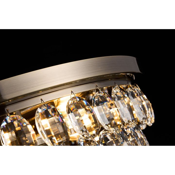 Diyas IL32816AB Coniston Flush Ceiling 3 Light E14 Antique Brass/Crystal