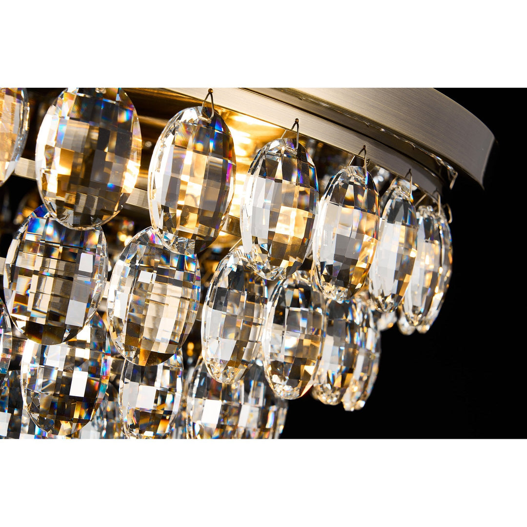 Diyas IL32816AB Coniston Flush Ceiling 3 Light E14 Antique Brass/Crystal