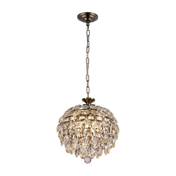 Diyas IL32803AB Coniston Pendant 3 Light E14 Antique Brass/Crystal