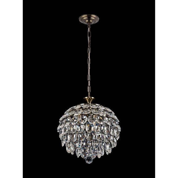 Diyas IL32803AB Coniston Pendant 3 Light E14 Antique Brass/Crystal